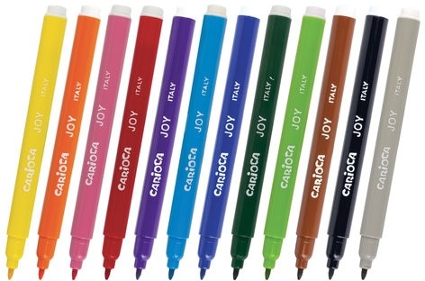 Фломастеры CARIOCA (Италия) "Joy", 12 цветов, суперсмываемые, вентилируемый колпачок, картонная коробка, 40614