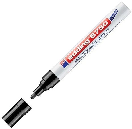 Маркер-краска лаковый (paint marker) EDDING 8750, ЧЕРНЫЙ, 2-4 мм, круглый наконечник, алюминиевый корпус, E-8750/1
