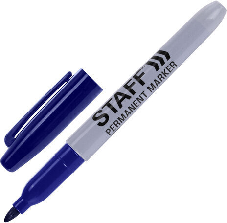 Маркер перманентный (нестираемый) STAFF "EVERYDAY" PM-233, СИНИЙ, эргономичный корпус, круглый наконечник, 2 мм, 151234