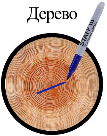 Маркер перманентный (нестираемый) STAFF "EVERYDAY" PM-233, СИНИЙ, эргономичный корпус, круглый наконечник, 2 мм, 151234