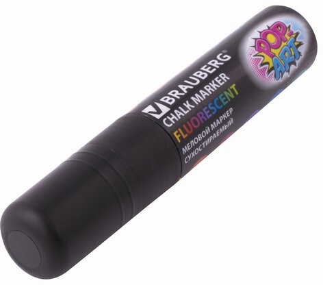Маркер меловой "POP-ART" ЧЕРНЫЙ, 15 мм, стираемый, для гладких поверхностей, BRAUBERG, 151544