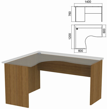 Стол компактный ЧАСТЬ 2 "Арго", 1400х1200х760 мм, левый, орех