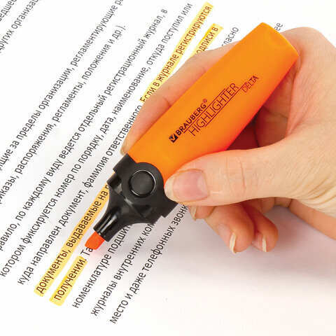 Текстовыделитель BRAUBERG "DELTA", ОРАНЖЕВЫЙ, линия 1-5 мм, 151724