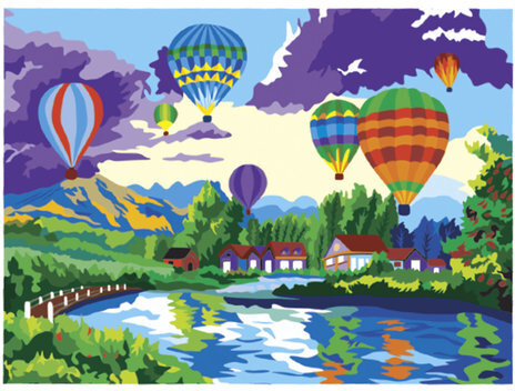 Картина по номерам А3, ОСТРОВ СОКРОВИЩ "ВОЗДУШНЫЕ ШАРЫ", С АКРИЛОВЫМИ КРАСКАМИ, картон, кисть, 661617