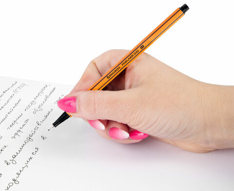 Ручка капиллярная (линер) ЧЕРНАЯ, BRAUBERG "FINE 040", шестигранная, линия письма 0,4 мм, 144139