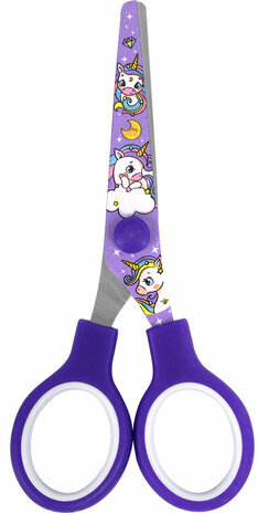 Ножницы 130 мм сиреневые, с цветной печатью "Единороги", закругленные, BRAUBERG KIDS, 238350