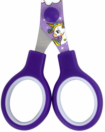 Ножницы 130 мм сиреневые, с цветной печатью "Единороги", закругленные, BRAUBERG KIDS, 238350