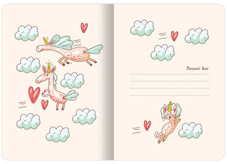 Тетрадь 60 л. в точку обложка SoftTouch, бежевая бумага 70 г/м2, сшивка, В5 (179х250 мм), ЕДИНОРОЖКИ, BRAUBERG, 403827