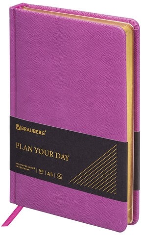 Ежедневник недатированный А5 138х213 мм BRAUBERG "Iguana", под кожу, 160 л., розовый, 114456