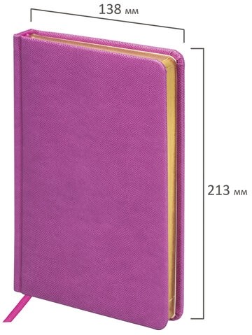 Ежедневник недатированный А5 138х213 мм BRAUBERG "Iguana", под кожу, 160 л., розовый, 114456