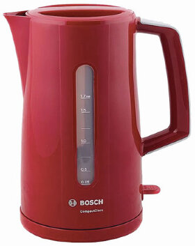 Чайник BOSCH TWK3A014, 1,7 л, 2400 Вт, закрытый нагревательный элемент, пластик, красный