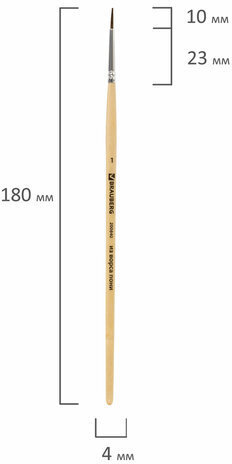 Кисть BRAUBERG, пони, круглая, №1, 200840