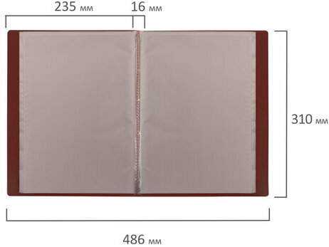 Папка 20 вкладышей BRAUBERG "Office", красная, 0,5 мм, 271325