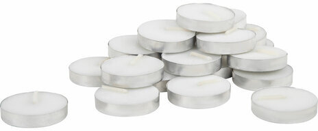 Свечи чайные Standard, до 3,5 часов горения, вес 8,5 г, КОМПЛЕКТ 50 шт., в гильзе, LAIMA, 609197