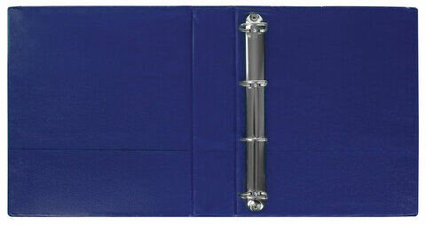 Папка на 4 кольцах с передним прозрачным карманом BRAUBERG, картон/ПВХ, 65 мм, синяя, до 400 листов, 223530