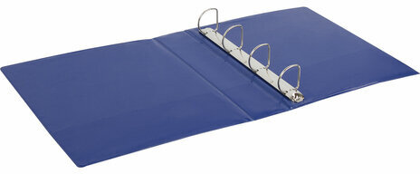 Папка на 4 кольцах с передним прозрачным карманом BRAUBERG, картон/ПВХ, 65 мм, синяя, до 400 листов, 223530