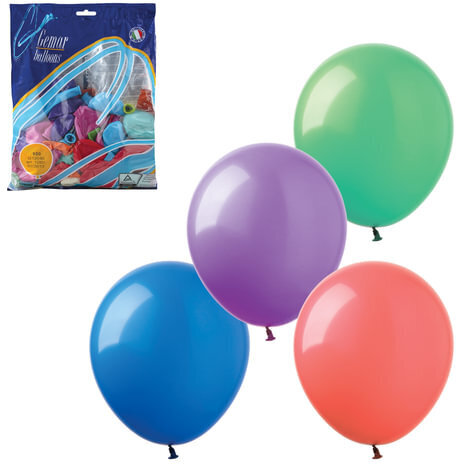 Шары воздушные 14" (36 см), комплект 100 шт., 12 пастельных цветов, в пакете, 1101-0010