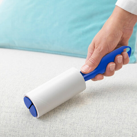 Ролик для чистки одежды / мебели от шерсти, ворсинок, пыли, волос + 4 сменных блока по 50 листов, суперлипкий, LAIMA, 608383