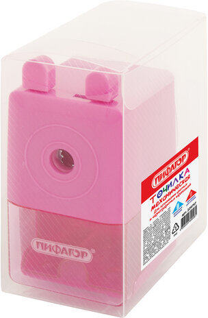 Точилка механическая ПИФАГОР "Study", корпус розовый, 229797