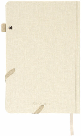 Ежедневник недатированный А5 138x213 мм BRAUBERG "Finest" под кожу, резинка, 136 л., бежевый, 111871