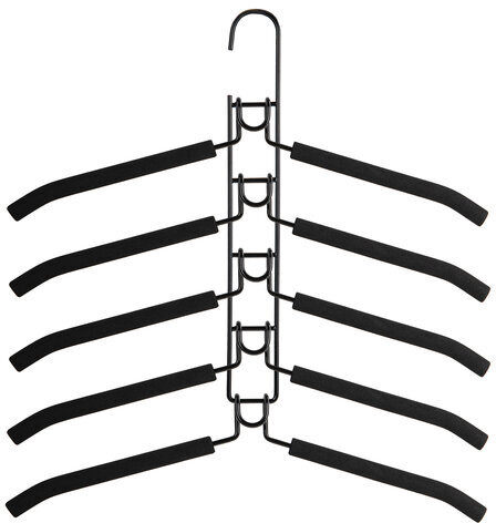 Вешалка-плечики трансформер 2 КОМПЛЕКТА (10 плечиков) металл с покрытием, черные, BRABIX, 880785