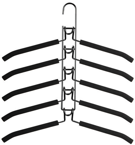 Вешалка-плечики трансформер 2 КОМПЛЕКТА (10 плечиков) металл с покрытием, черные, BRABIX, 880785