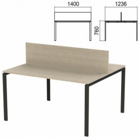 Стол письменный 2-МЕСТНЫЙ на металлокаркасе &quot;Арго&quot;, 1400х1236х760 мм, ясень шимо (КОМПЛЕКТ)