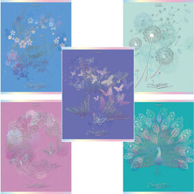 Тетрадь А5, 48 л., HATBER, скоба, клетка, матовая ламинация, 3D, &quot;Вдохновение&quot; (5 видов в спайке), 48Т5лофВ1