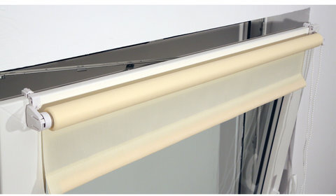 Штора рулонная BRABIX 60х175 см, текстура - лён, защита 55-85%, 200 г/м2, кремовый S-21, 605983