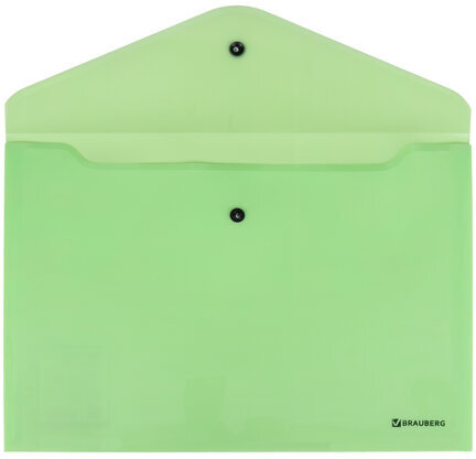 Папка-конверт с кнопкой BRAUBERG "Pastel", А4, до 100 листов, непрозрачная, мятная, 0,18 мм, 270477