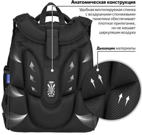 Ранец BRAUBERG LUMINOUS, 2 отделения, с брелоком, "Scorpio", СВЕТЯЩИЙСЯ РИСУНОК, 38х29х16 см, 271368