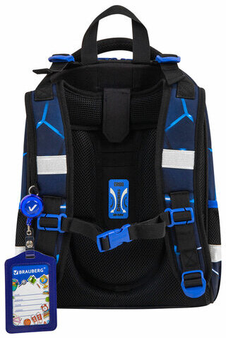 Ранец BRAUBERG PREMIUM, 2 отделения, с брелком, "Digital lava", СВЕТЯЩИЙСЯ, 38х29х16 см, 272015