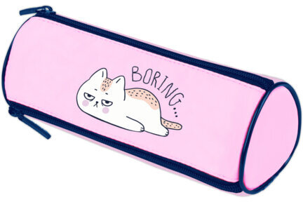 Пенал BRAUBERG, 3 отделения, нейлон, 21х7х7 см, Lazy cat, 272306