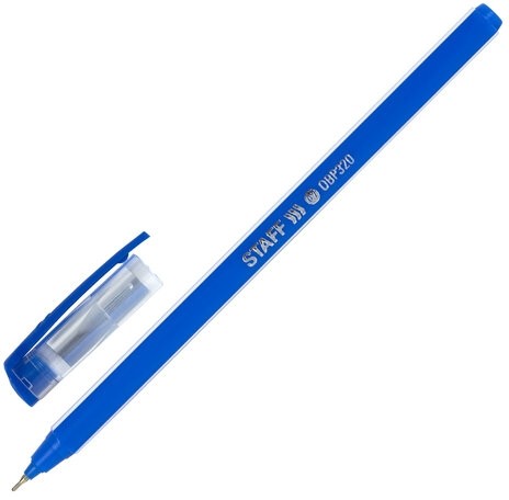 Ручка шариковая масляная STAFF Basic "OBP-320", СИНЯЯ, корпус голубой, узел 0,7 мм, линия письма 0,35 мм, 143023
