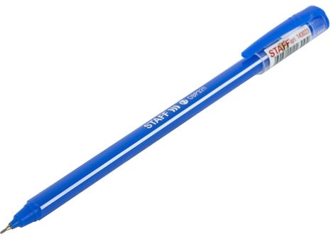 Ручка шариковая масляная STAFF Basic "OBP-320", СИНЯЯ, корпус голубой, узел 0,7 мм, линия письма 0,35 мм, 143023