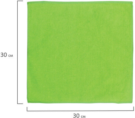 Салфетка универсальная, плотная микрофибра, 30х30 см, зеленая, 280 г/м2, ОФИСМАГ "Стандарт", 601259