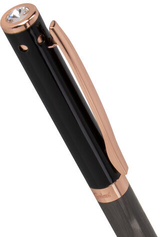 Ручка подарочная шариковая GALANT "FACTURA", корпус черный/оружейный металл, детали розовое золото, узел 0,7 мм, синяя, 143513