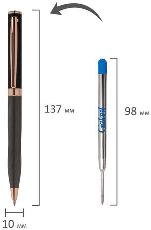 Ручка подарочная шариковая GALANT "FACTURA", корпус черный/оружейный металл, детали розовое золото, узел 0,7 мм, синяя, 143513