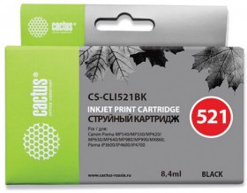 Картридж струйный CACTUS (CS-CLI521BK) для CANON Pixma MP540/630/980, черный фото