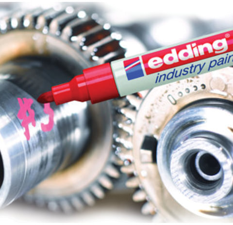 Маркер-краска лаковый (paint marker) EDDING 8750, КРАСНЫЙ, 2-4 мм, круглый наконечник, алюминиевый корпус, E-8750/2