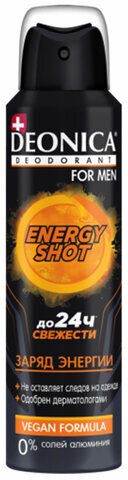 Дезодорант аэрозольный мужской 150 мл, DEONICA FOR MEN "ENERGY SHOT", 4650056492647S