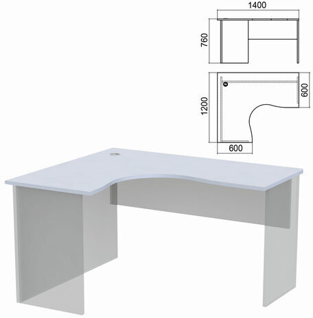 Стол компактный ЧАСТЬ 1 "Арго", 1400х1200х760 мм, левый, серый