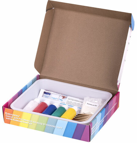 ЭБРУ набор для рисования на воде 5 цветов по 20 мл (20 картин), лоток А5, BRAUBERG HOBBY, 665353