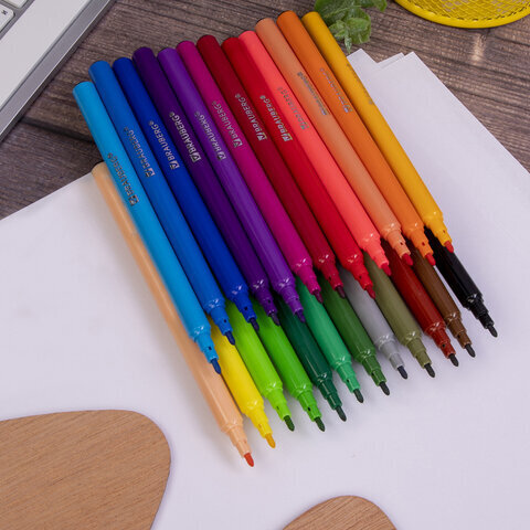 Фломастеры BRAUBERG "PREMIUM", 24 цвета, УЛЬТРАСМЫВАЕМЫЕ, классические, вентилируемый колпачок, картонная коробка с европодвесом, 151940