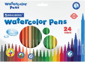 Фломастеры BRAUBERG "PREMIUM", 24 цвета, УЛЬТРАСМЫВАЕМЫЕ, классические, вентилируемый колпачок, картонная коробка с европодвесом, 151940