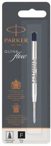 Стержень шариковый PARKER "Quinkflow", металлический, 98 мм, линия письма 0,5 мм, блистер, черный, 1950367