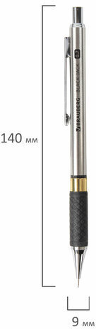 Карандаш механический 0,7 мм, BRAUBERG "Black Jack", металлический корпус, ластик, резиновый грип, 180467