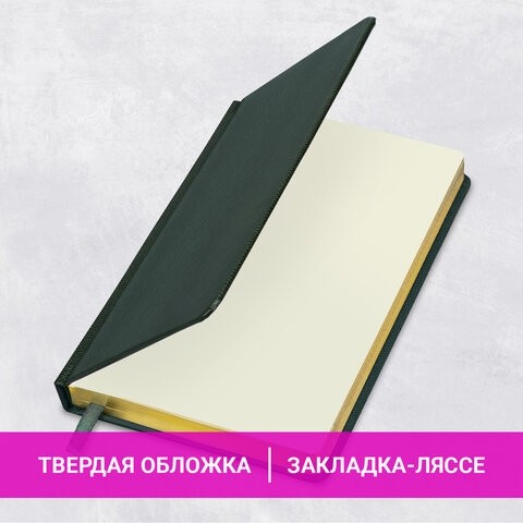 Ежедневник недатированный А5 138х213 мм BRAUBERG "Iguana", под кожу, 160 л., тёмно-зеленый, 114457