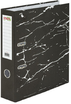 Папка-регистратор STAFF &quot;Profit&quot; с мраморным покрытием, 75 мм, черная, СЪЕМНЫЙ МЕХАНИЗМ, 272007