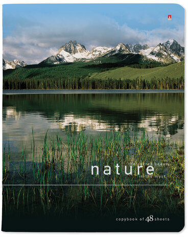 Тетрадь А5 48 л. АЛЬТ скоба, клетка, глянцевый лак, "Природа" (5 видов), 7-48-028